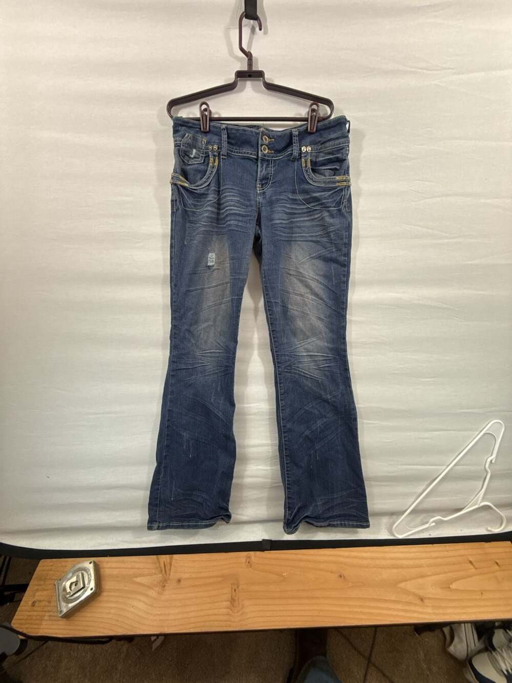Rue21 Premiere Denim Jeans Size 11/12 Low Rise Bootcut Distressed